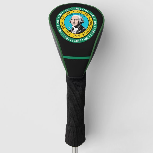 Personalized Your Washington State Flag on a Golf Head Cover (Front)
