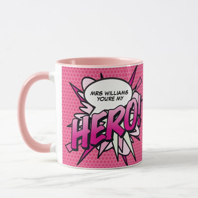 Personalized You're my HERO Comic Book Pop Art Mug (Left)