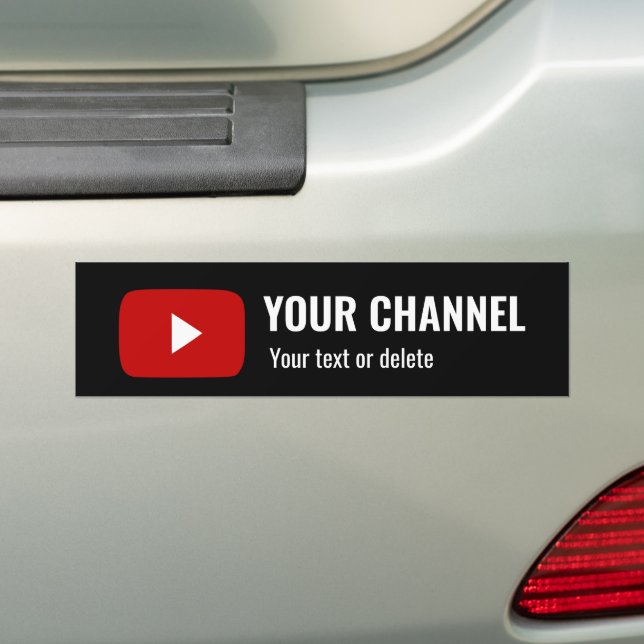 Personalized Youtube Channel Name Custom Black Bumper Sticker (On Car)