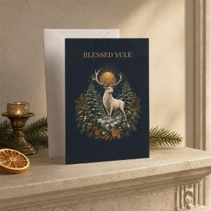 Personalized Yule Stag Winter Solstice Card