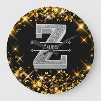 Personalized Z Initial Silver Monogram Your Name Large Clock