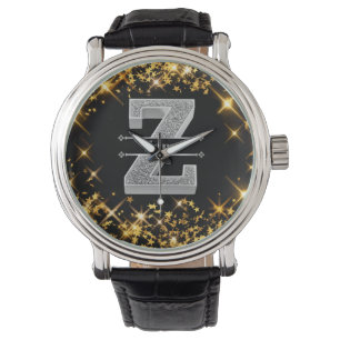 Personalized Z Initial Silver Monogram Your Name Watch