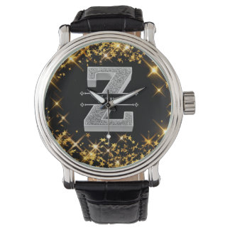 Personalized Z Initial Silver Monogram Your Name  Watch