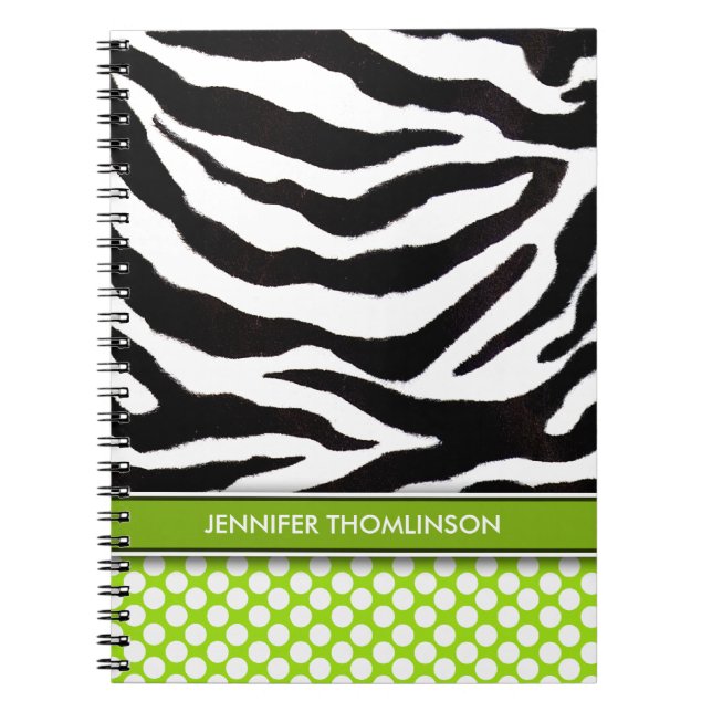 Personalized Zebra Polka Dots Journal / Notebook (Front)