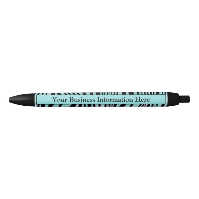 Personalized Zebra Print Black and Teal Turquoise  Black Ink Pen (Front)