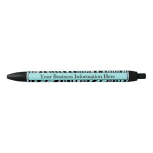 Personalized Zebra Print Black and Teal Turquoise Ink Pen