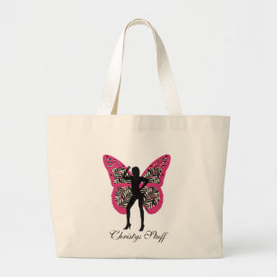 Personalized Zebra Print Butterfly  Girl Tote Bag