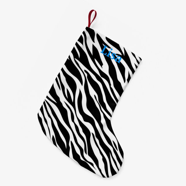Personalized Zebra Print Christmas Stocking (Front (Hanging))