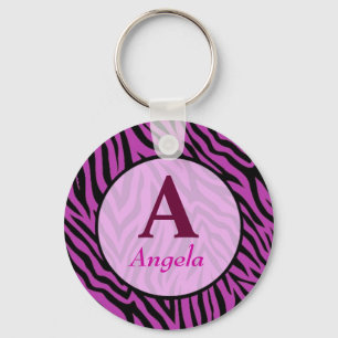 Personalized Zebra Print name Keychain