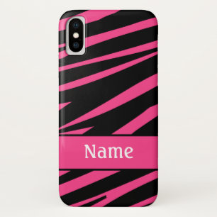 Personalized Zebra Print Pink Black Pattern Case-Mate iPhone Case