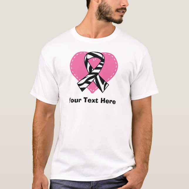 Personalized Zebra Ribbon Heart T-Shirt (Front)