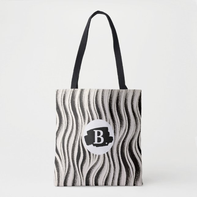 Personalized Zebra Stripe All-Over Print Tote Bag (Front)