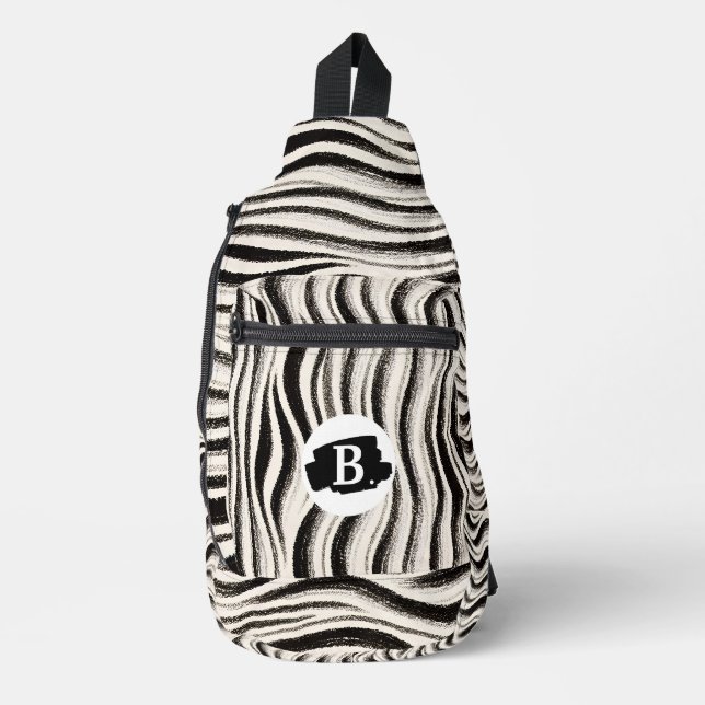 Personalized Zebra Stripe Print Sling Bag (Front)