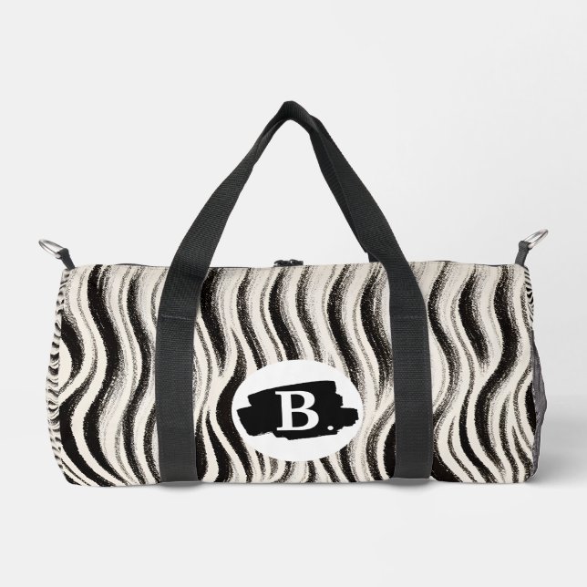 Personalized Zebra Stripe Print Small Duffel Bag (Front)