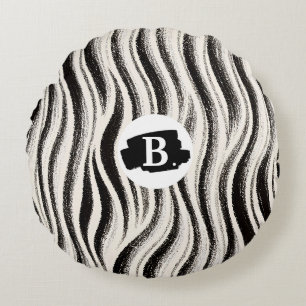 Personalized Zebra Stripe Round Throw Pillow