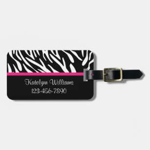 Personalized Zebra Stripe with Pink Luggage Tag