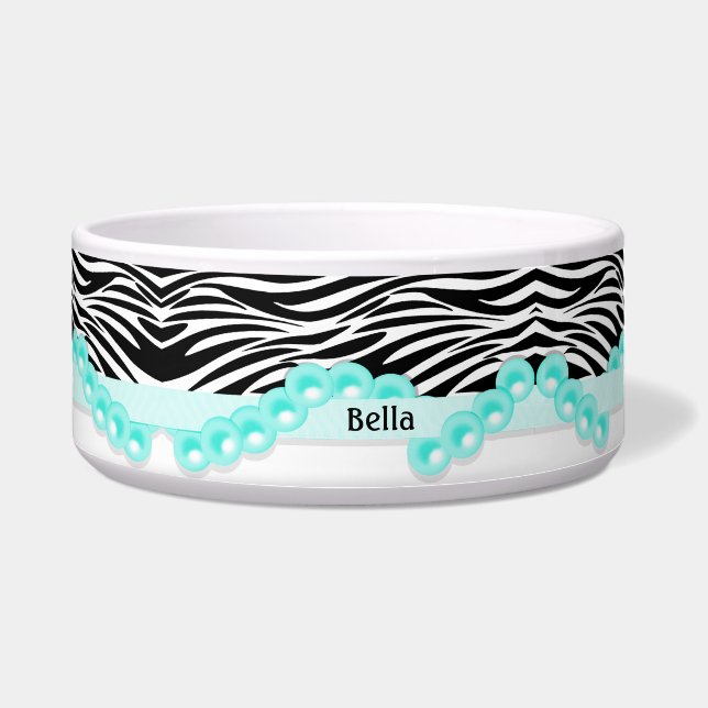 Personalized Zebra Stripes and Teal Pearls (Front)