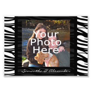Personalized Zebra Stripes Black Photo Border Print