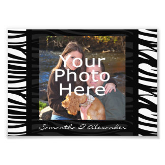 Personalized Zebra Stripes Black Photo Border Print