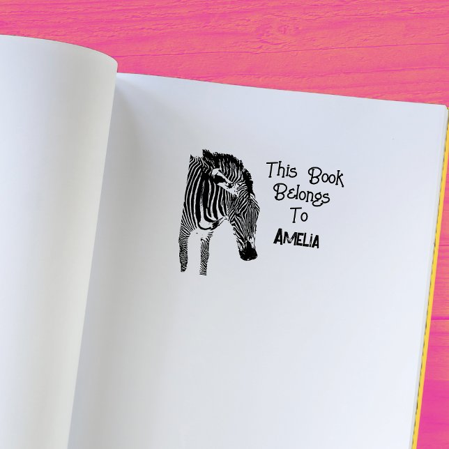 Personalized Zebra This Book Belongs  Rubber Stamp (Creator Uploaded)