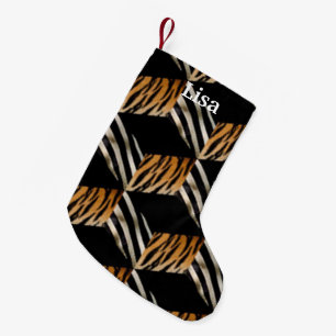 Personalized Zebra & Tiger Christmas Stocking