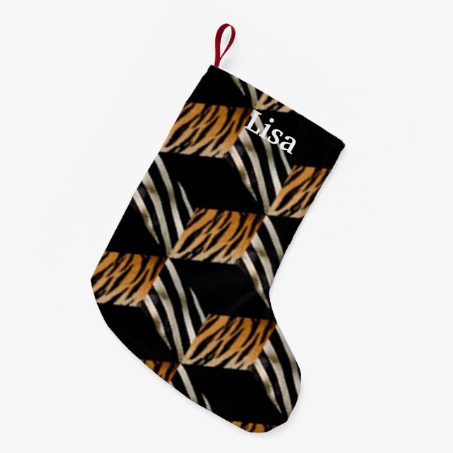 Personalized Zebra & Tiger Christmas Stocking (Front (Hanging))