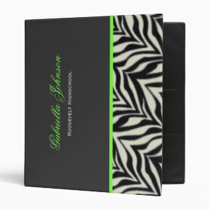 Personalized Zebra Trimmed Binder