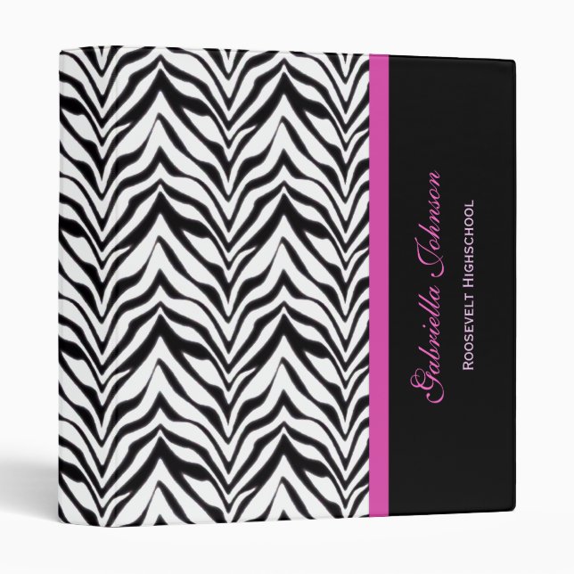 Personalized Zebra Trimmed Binder (Front/Spine)