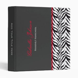 Personalized Zebra Trimmed Binder