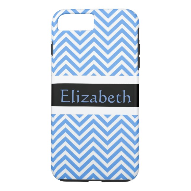 Personalized Zigzag Chevron Pattern Blue & White Case-Mate iPhone Case (Back)