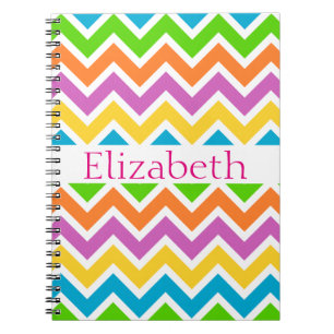 Personalized Zigzag Chevron Pattern Colourful Whit Notebook