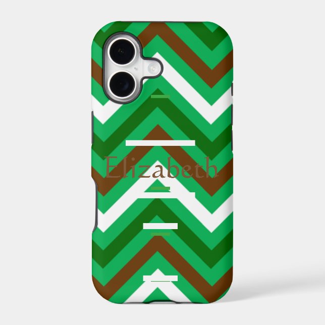 Personalized Zigzag Chevron Pattern Green & White (Back)