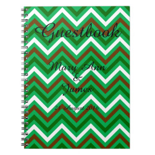 Personalized Zigzag Chevron Pattern Green White Notebook