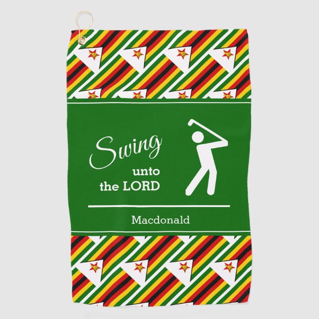 Personalized ZIMBABWE FLAG Golf Towel (Front)