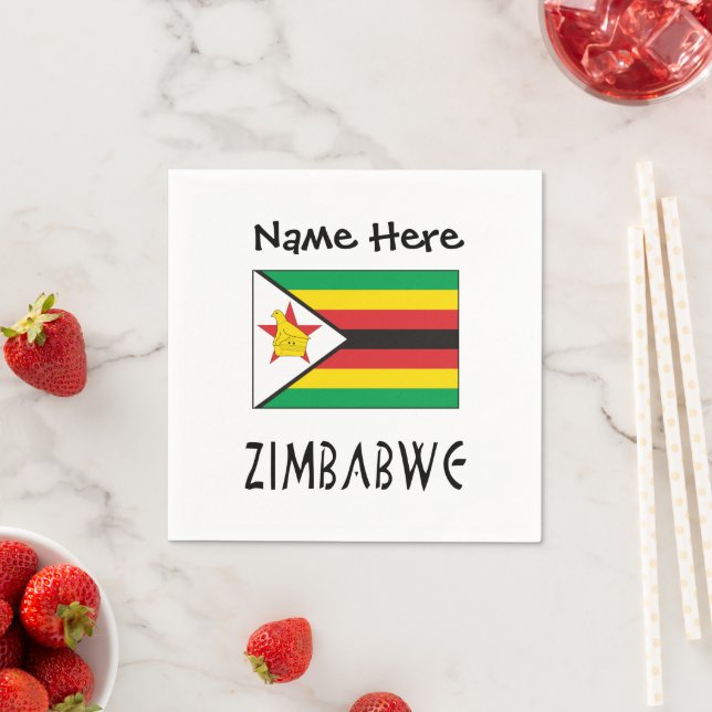 Personalized Zimbabwe Flag Napkin (Insitu)