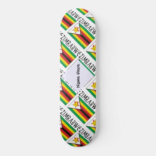Personalized Zimbabwe Flag Tiled Skateboard (Front)