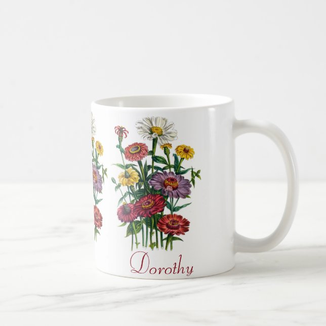 Personalized Zinnias Coffee Mug (Right)
