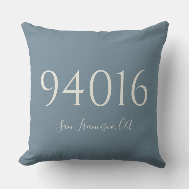 Personalized Zip Code and Town New House Gift Throw Pillow (Front)