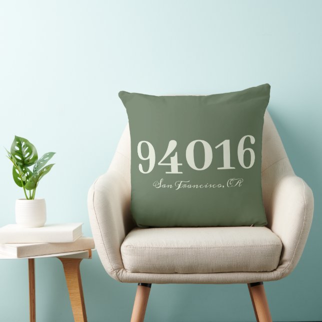 Personalized Zip Code and Town New House Gift Throw Pillow (Chair)