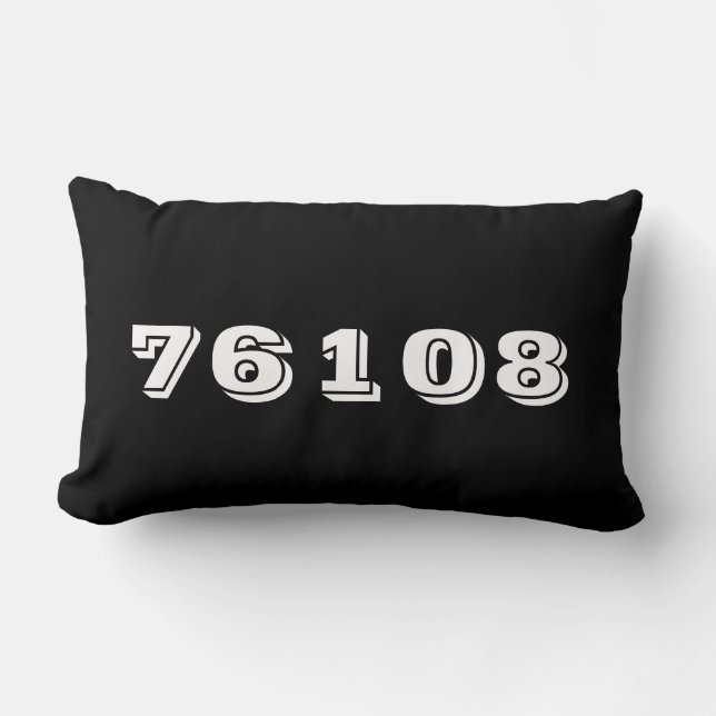Personalized Zip Code Black Decor Throw Pillow (Front)