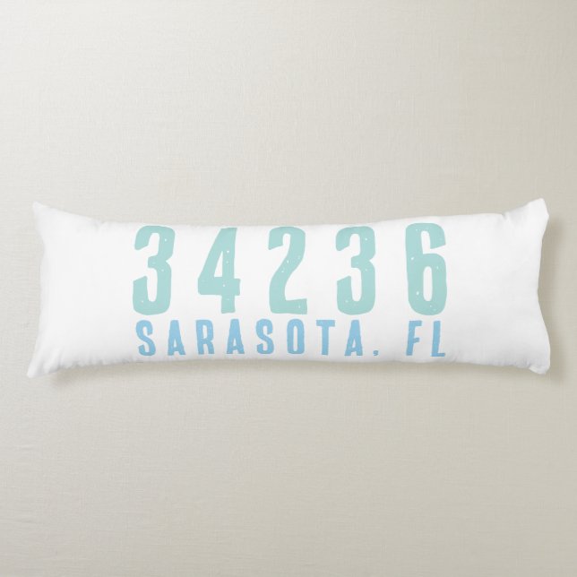 Personalized Zip Code, City, State | Coastal Blues Body Pillow (Front)