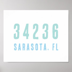 Personalized Zip Code,City,State Coastal Blues Poster