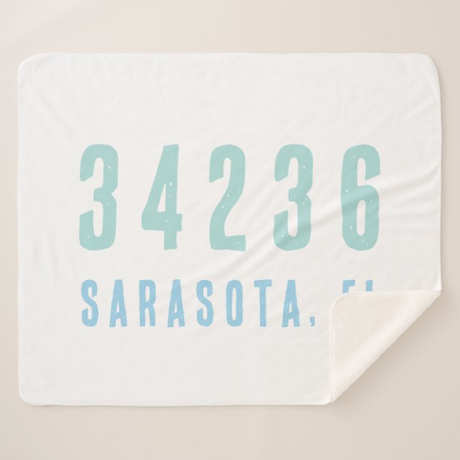 Personalized Zip Code,City,State Coastal Blues Sherpa Blanket (Front (Horizontal))