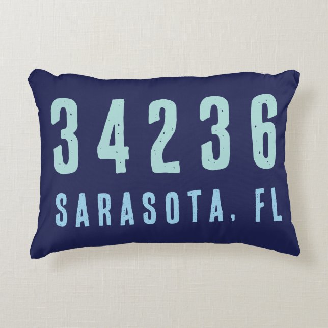 Personalized Zip Code, City, State | Navy Blue Accent Pillow (Front)