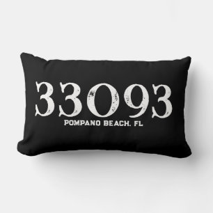 Personalized Zip Code Grunge Script Zebra Pattern Lumbar Pillow