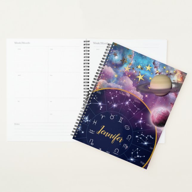 personalized zodiac constellation nebula planner (Display)