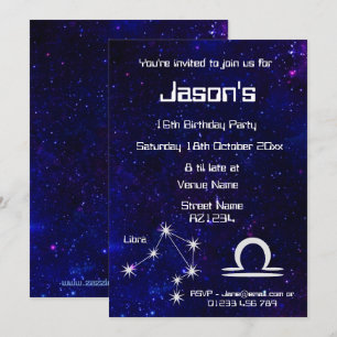 Personalized Zodiac Libra Galaxy Party Invitation