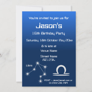 Personalized Zodiac Libra Galaxy Party Invitation