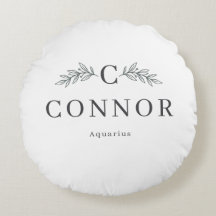 Personalized Zodiac Monogram Round Pillow