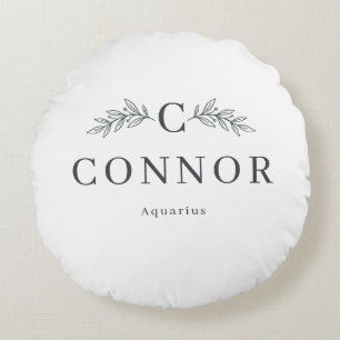 Personalized Zodiac Monogram Round Pillow